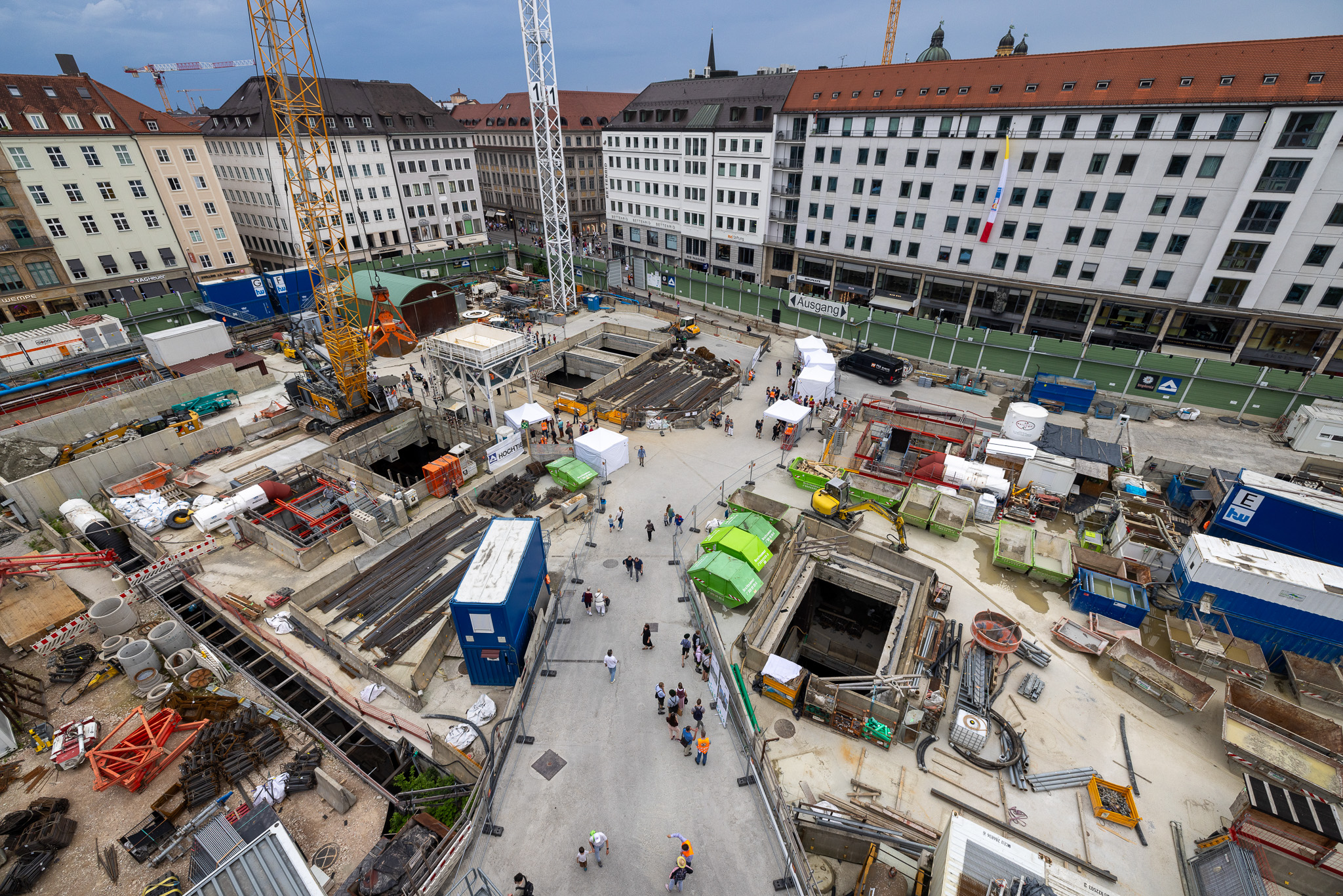 Luftbild der Baustelle am Marienhof