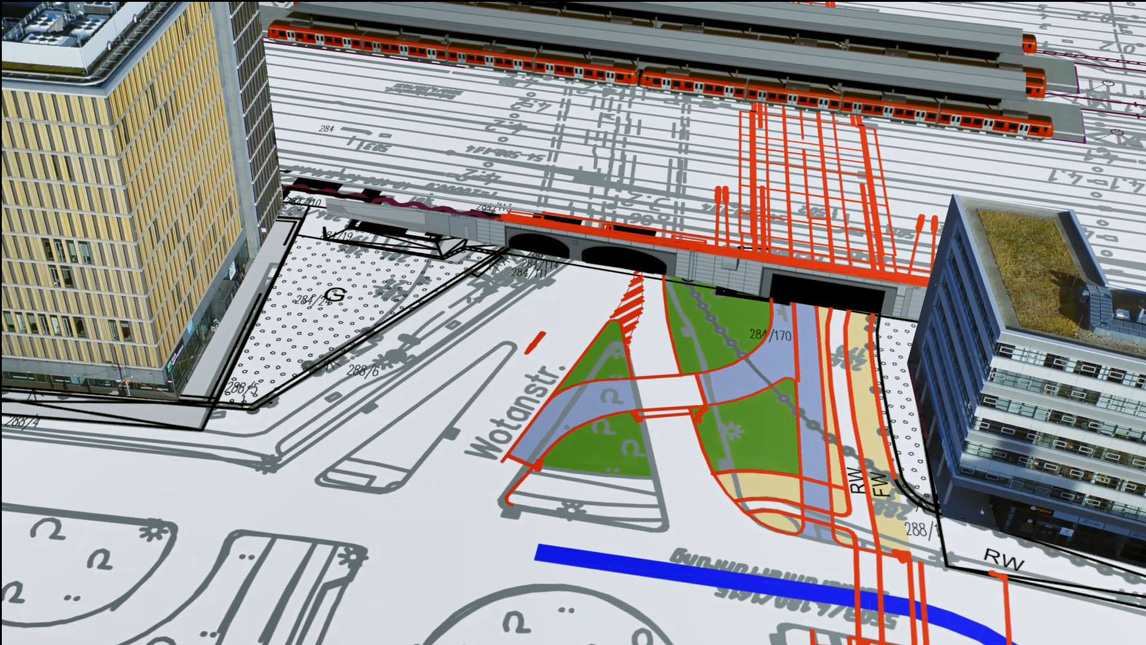 Die neue Umweltverbundröhre am Bahnhof Laim Visualisierung der neuen Umweltverbundröhre